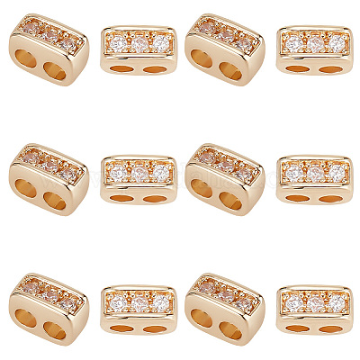 12 шт. латунные подвески-коннекторы с прозрачным кубическим цирконием KK-GO0001-32-1
