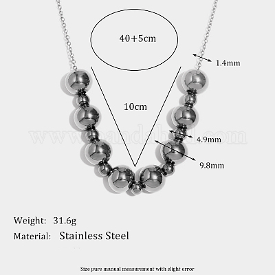 Женские ожерелья из круглых бусин из нержавеющей стали UA9365-2-1