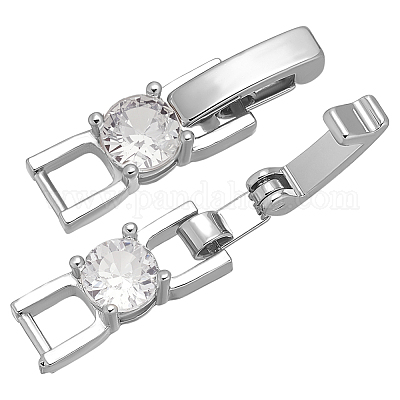 10 шт. стойка с покрытием латунь микропаве прозрачный кубический цирконий складные застежки KK-ME0002-37P-1