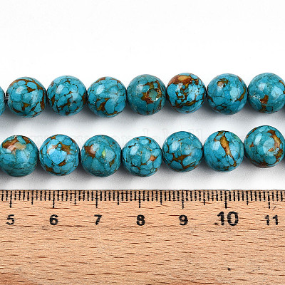 Окрашенные синтетической бирюзы круглые бусины пряди TURQ-Q100-01C-01-01-1