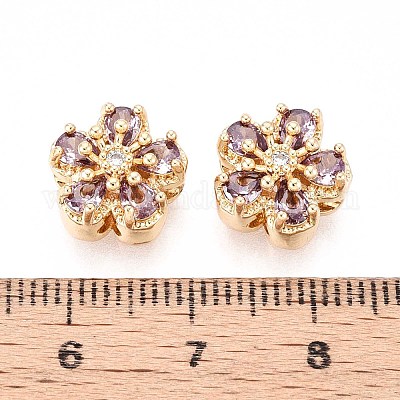 Латунные микро проложить кубического циркония бусы KK-T071-51G-1