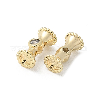 Латунные микро проложить кубического циркония бусы KK-U052-19G-1