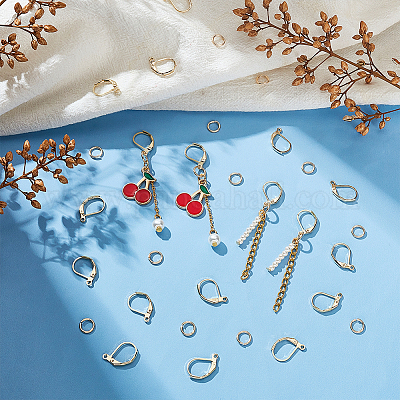 40 шт. латунные серьги с защелкой KK-BC0013-02G-1