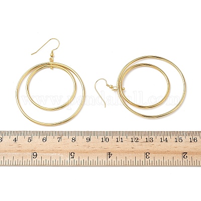 Плоские круглые серьги-подвески из нержавеющей стали 304 с гальваническим покрытием EJEW-Z129-09G-1