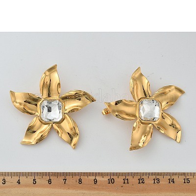 Серьги-гвоздики из нержавеющей стали 304 с кубическим цирконием EJEW-Z084-12G-1