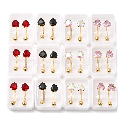 Серьги-гвоздики в форме сердца из нержавеющей стали 304 EJEW-F396-04C-G-1