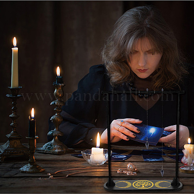 Porta Pendolo In Legno Con Motivo Palma - Espositore Per Cristalli E Pendoli Da Divinazione - 12x29 Cm - Foto 13