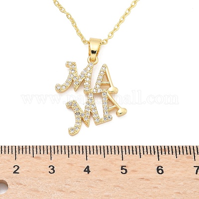 День матери латунные микропаве прозрачные кубические цирконии подвески ожерелья для женщин NJEW-Q021-01B-G-1