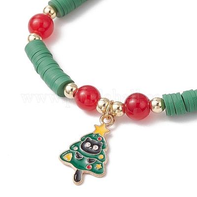 4 шт. набор браслетов ручной работы из полимерной глины с рождественской тематикой для женщин BJEW-JB12113-1