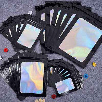 120 шт. 4 прямоугольных пластиковых пакета с застежкой-молнией и голографическим блеском OPP-SZ0001-02-1