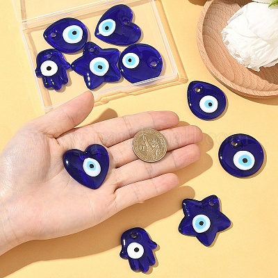 10 шт. 5 стиля подвески ручной работы лэмпворк от сглаза&nbsp;LAMP-YW0004-12-1