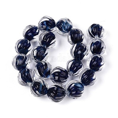 Фактурные внутренние бусины-лэмпворк ручной работы с цветком LAMP-T024-07A-1