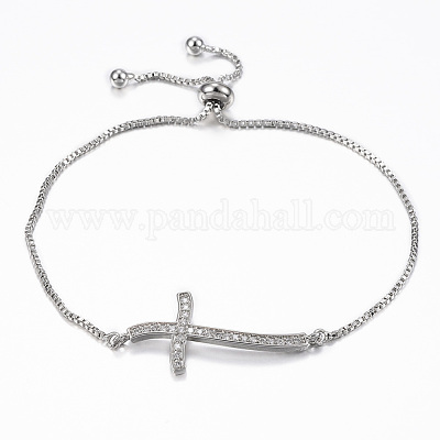 Регулируемые латунные браслеты-слайдеры из циркония BJEW-E317-43P-1