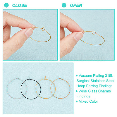 Фурнитура для сережек-колец из хирургической нержавеющей стали 316l с вакуумным покрытием pvd STAS-UN0002-86-1