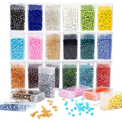 Kit Glass Beads Seed 4mm Round Mixed Colors Small Jewelry Making 3500pcs Lot US 
