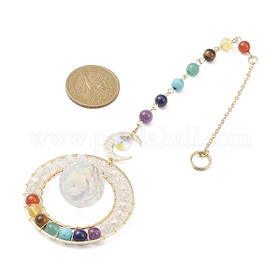 Стеклянные подвесные украшения в форме капли HJEW-TA00035-1