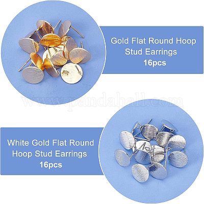 32 шт. 2-х цветная латунная фурнитура для сережек-гвоздиков KK-FH0002-19-1