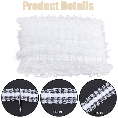 10 ярд полиэстеровой плиссированной цветочной кружевной отделки OCOR-GF0003-88A-1