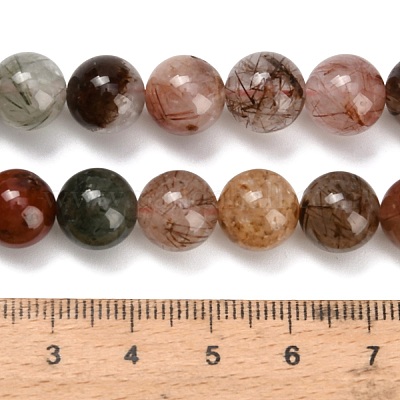 Нити бусин из натурального многоцветного рутилового кварца G-G300-A03-10mm-1