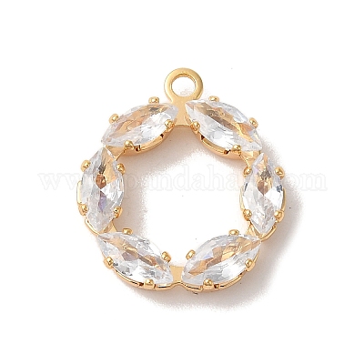 Латунные микропаве прозрачные подвески с фианитом KK-M294-04G-1