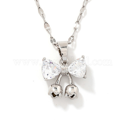 Латунные подвески-бантики с прозрачными кубическими цирконами RA0776-1-1