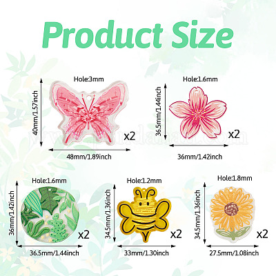 10шт 5 стиля прозрачные акриловые подвески TACR-TA0001-32-1