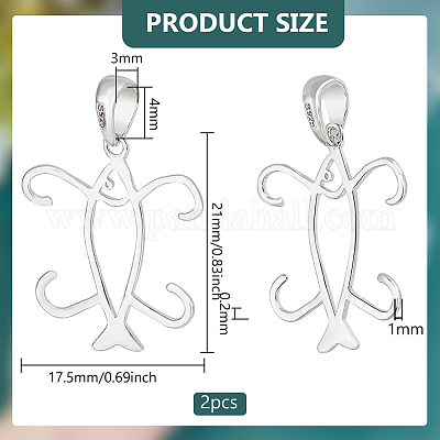 2 шт. подвеска из стерлингового серебра с 925 зубцами в форме кабошона в виде рыбы STER-BC0002-60P-1