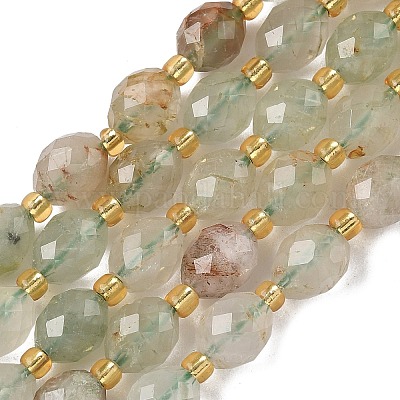 Нити бусин из натурального зеленого рутилированного кварца&nbsp;G-F809-A05-01-1