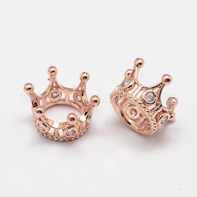 Корона из латуни микро проложит класса Aaa кубического циркония большое отверстие бусы&nbsp;LS-ZIRC-O022-60RG-NR-1