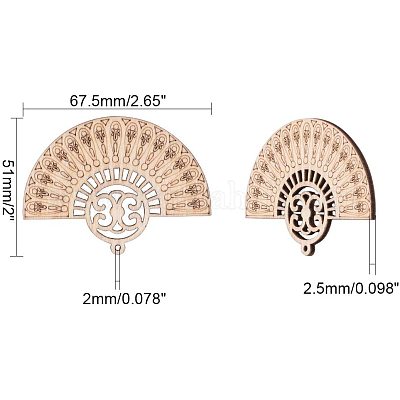 Gros pendentifs en bois non teint&nbsp;WOOD-PH0008-37-1