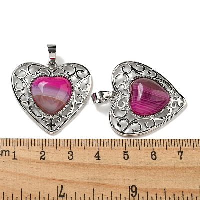 Подвески в виде сердца любви персикового цвета с полосками из натурального агата G-G158-01X-1