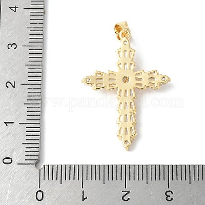 Латунные микро проложить кубического циркония крест подвески ZIRC-I071-04G-02-1
