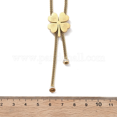 Ожерелья-лариаты из нержавеющей стали 304 с кристаллами и стразами в форме клевера NJEW-V001-11G-1