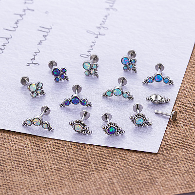 Лабреты из хирургической нержавеющей стали 316L и синтетического опала с внутренней резьбой WG2D237-03-1