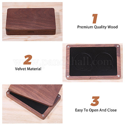 Деревянные коробки для упаковки монет с 2 отделением CON-WH0110-020-1