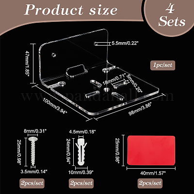 Акриловая настенная клейкая полка для камеры с железным винтом ODIS-WH0002-86B-1