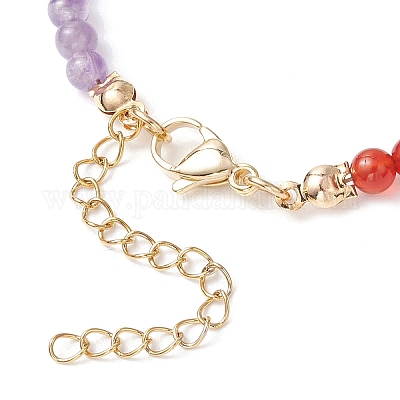 Круглые браслеты из бусин 7 чакры: натуральный аметист BJEW-TA00632-1