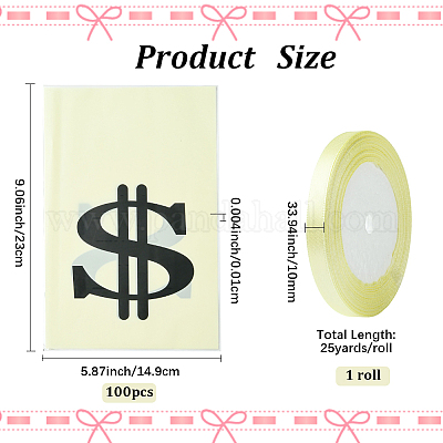 100 шт. целлофановые пакеты черного цвета с изображением доллара ABAG-SP0001-44-1