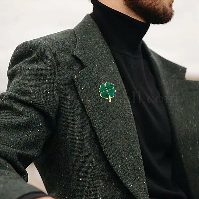 12 шт. брошь в виде трилистника из сплава и эмали ко дню Святого Патрика JEWB-FH0001-64B-1