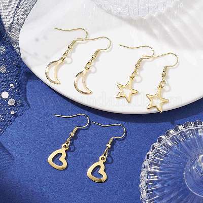 3 пара сережек-подвесок из нержавеющей стали 304 в двух стилях EJEW-JE05494-02-1