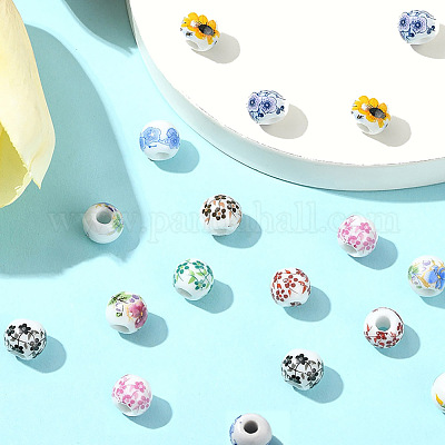 30 шт. печатные фарфоровые бусины PORC-FP0001-07-1