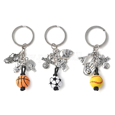 3шт брелок из сплава и дерева KEYC-JKC01187-1