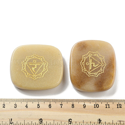 Прямоугольник из натурального красного авантюрина со знаками чакры DJEW-K025-02D-1