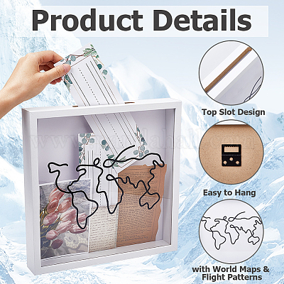 Квадратные деревянные настенные ящики для хранения марок с прозрачным акриловым окном CON-WH20005-02B-1