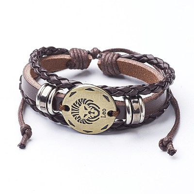 Пу кожаный шнур многожильных браслеты BJEW-P137-B-AB-1