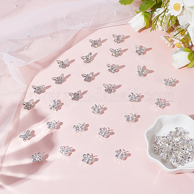 40 шт. 2 стиля бабочка сплав горный хрусталь застежка для волос для женщин девочек парикмахерское искусство OHAR-ME0001-02-1