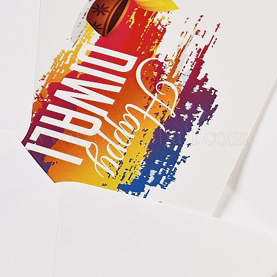 Прямоугольная бумажная поздравительная открытка ко дню Дивали DIY-NH0010-01A-1