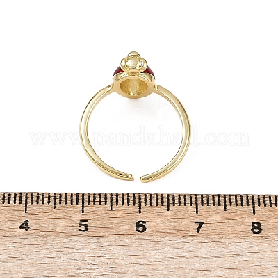 Латунные эмалевые кольца-манжеты с изображением фруктов и моркови RJEW-C139-19F-G-1