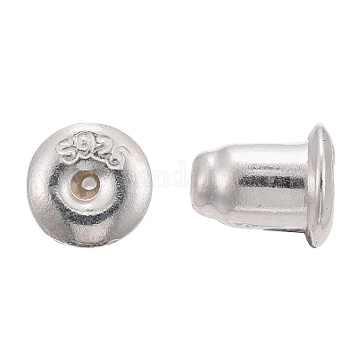 925 Sterling Silver Ear Nuts, with 925 Stamp, Silver, 4.2x5.6mm, Hole: 0.8mm