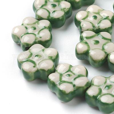 Ручной работы фарфора цветок бисер пряди PORC-G006-15B-1